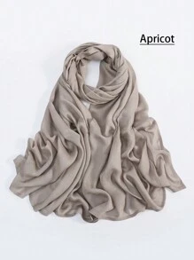 1 件女士 Abaya 配饰纯色宽边莫代尔围巾，休闲透气头巾百搭保暖披肩头带柔软头巾面纱衣服