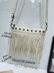 Quasten Niet Schulter Diagonaltasche, modisch elegante neue koreanische Version Allround Weichleder Dame Umhängetasche, verstellbarer Schultergurt, großes Fassungsvermögen, minimalistisch Handytasche Leicht Mode Büromitarbeiter Hochschule Arbeit Pendelverkehr Büro Geschenk Geldbörsen Handytasche für Geldbörse und Telefon Lehrergaben Geschenk für Freundin Frauen Geschenke Präsent Telefongeldbörse Schulmaterial Lehrergaben Schulanfang, lässige leichte Schulter Messenger Bag, weiches PU-Leder