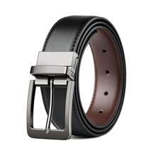 1pc Men's Genuine Leather Belt, Business Buckle Casual Cowhide Double-Sided Waist Belt, Versatile & Authentic Old Money Vintage Autumn/Fall Urban Outfit Classic Christmas Winter Fashion Daily Men Boyfriend Gift - E - View 8