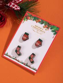 1 Pair Girls Christmas Earrings Snowman Pendant Earrings Christmas Tree Bell Reindeer Snowflake Earrings Jewelry Christmas Gift - one-size - View 16