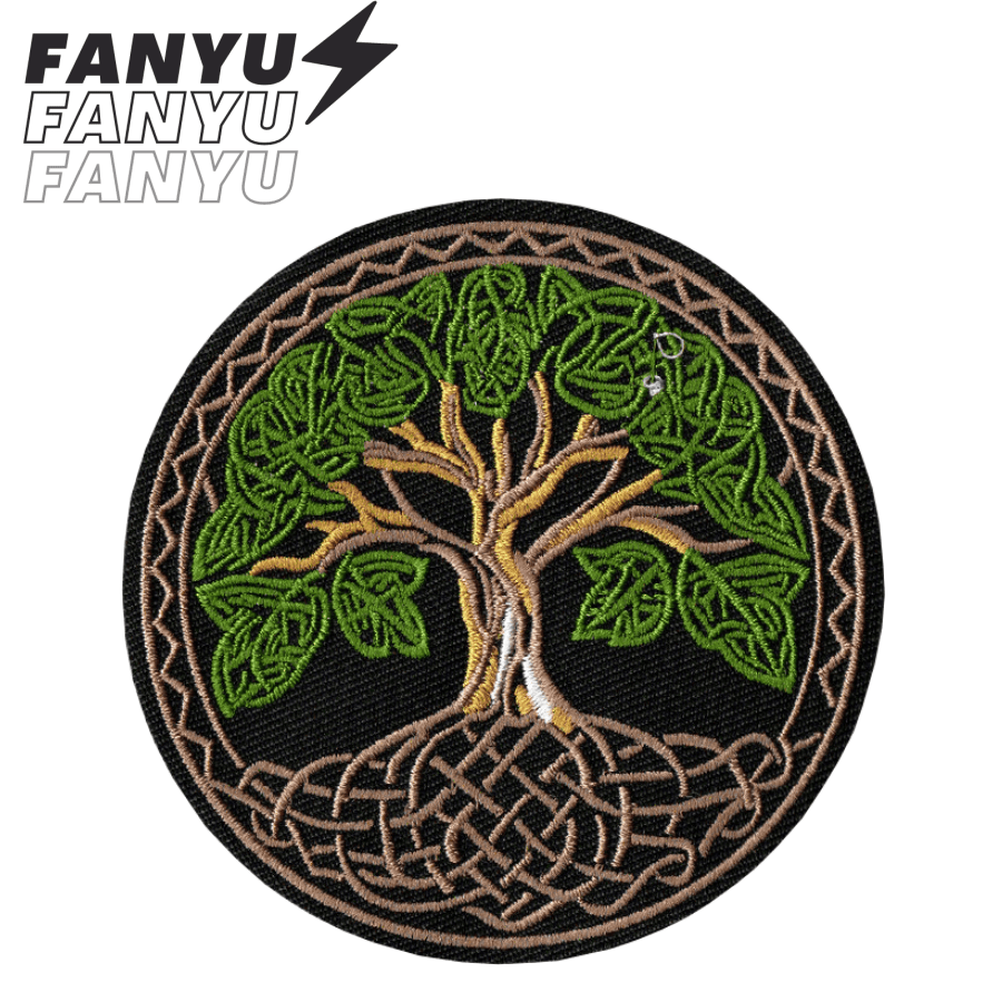 8,9 cm bunter Welten Baum, Keltischer Lebensbaum, punky coole Cartoon Motorrad Outdoor Adventure Sew-on Aufnäher DIY Kleidung Accessoires Stickerei Aufnäher Bügelbild Halloween Sommer Schule