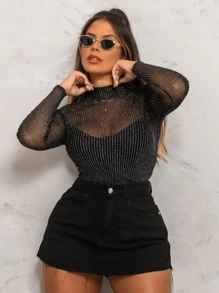 Tulle Bodysuit We Have Plus Size - màu đen - Xem 3