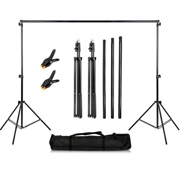 2 x 2m Hintergrund Fotografie Stützsystem Verstellbarer Fotostudio Hintergrundständer Photo Video Hintegrundsystem Backdrop Stativständer für Produktfotografie Portrait Party Hochzeit
