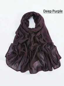 1 件女士 Abaya 配饰纯色宽边莫代尔围巾，休闲透气头巾百搭保暖披肩头带柔软头巾面纱衣服