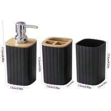 4Pcs Bathroom Set Soap Dispenser Toothbrush Cup And Bamboo Tray Set Countertop Toiletries Storage Set For Farmhouse Bathroom Decor Fall Decor Back To School