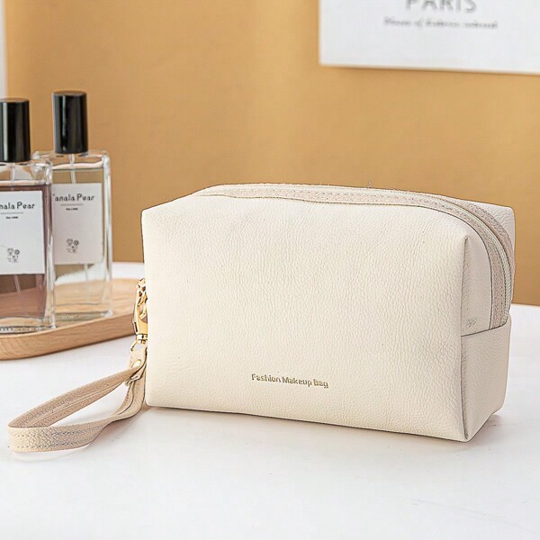 Large Capacity Waterproof Makeup Bag, Portable Cosmetic Case With Wristlet Travel School School Supplies Travel Essentials Pouch Make Up Bag Holiday Essentials Holiday Back To School Cosmetic Bag Makeup Bags Makeup Pouch Beauty Homecoming