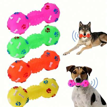 1pc Dog Chew Toys, Durable Squeaky Dumbbell Dog Toy - Interactive Chew And Training Plaything For Small Breeds, Non-Electric(Random Color)