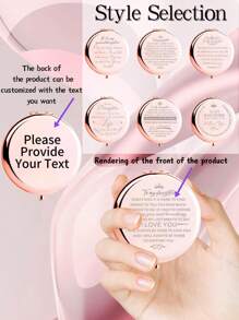 1pc Rose Gold-Color Ocean World Custom Engraved Portable Folding Compact Mirror, Ultra-Thin And Lightweight Stainless Steel Mirror Suitable For All Occasions And People, Foldable Square Pocket Mirror With Various Stylish Designs, Durable And Reliable, Convenient Handheld Makeup Mirror With 180° Flip Cover