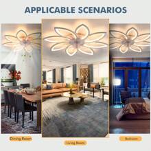 OYAJIA 82 Cm RGB LED Ceiling Light With Fan With Remote Control, Ceiling Fan Lights Without Lampshade, Wind Speeds Adjustable, Stepless Dimming Light, RGB Dimming, Modern Fan Lighting, 3000-6500K - 白色 - 查看 10
