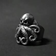 Anillo con diseño creativo y vintage de calavera de pulpo Cthulhu, accesorio de estilo gótico punk regalo para hombres - Retro - Ver 2