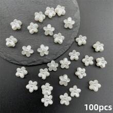 100pcs Shimmering Love Pearl Confetti , Faux Pearl Design Romantic Sprinkling Decor For Weddings Parties Holidays Favor Props,DIY Crafting Bracelets, Earrings, Pendants, Accessories(Heart,Star,Bow,Sakura,Beads),Christmas