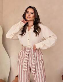 Women's Plain Long Sleeve Shirt - Kem - Xem 1