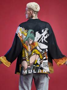 Chiński styl Hua Mulan nowoczesny modny wzór uliczne spotkanie wszystkie pory roku plus rozmiar męski szlafrok kimono