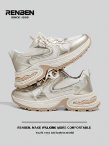 RENBEN 1 đôi giày thể thao lưới thường ngày cho nữ, đế dày đế xuồng giúp kéo dài chân, thời trang đa năng, thích hợp để đi bộ, du lịch, thể thao & thể dục, quần tập yoga, dài/ngắn - Vàng - Xem 8