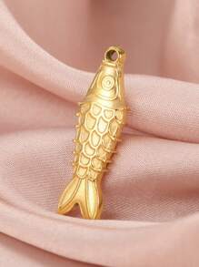 1 pieza Colgante con forma de pez pequeño 3D de acero inoxidable para pulsera, collar, manualidades