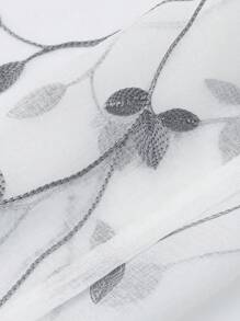 1 件刺绣薄纱窗帘，柔化轻薄纱，穿孔薄纱，孔眼薄纱，半透明薄纱窗帘，适用于厨房、家庭或办公室使用，纯色、简约、现代农舍风格，适用于卧室和客厅 - 灰色 - 查看 5