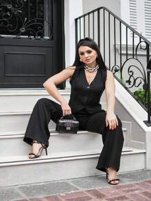 PANTS AND TAILORED VEST SET - 黑色 - 查看 1