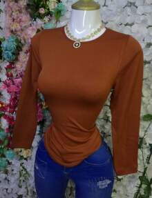 Thermal Blouse ROUND NECK - Rust Brown - View 2