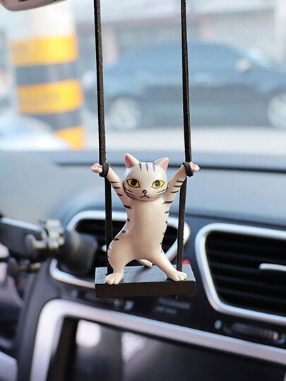 Swinging Dancing Cat Car Hanging Rearview Mirror Ornament Decoration
