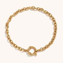 1 pieza Collar con colgante en forma de O de cadena de acero inoxidable con cierre de resorte, para mujer, adecuado para citas, fiestas y trabajo