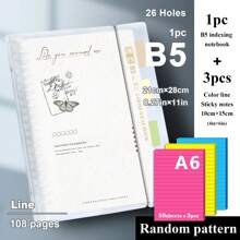 1pc A5/B5 108 Pages, 54 Sheets, Colorful Pp Cover, Detachable Transparent Spiral Bound Notebook, Ruled Pages, For Student Or Business, Diary Scrapbooking,School Supplies,Back To School