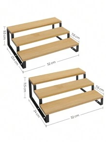 SONGMICS Especiero, Juego de 2 Estante para Especias, Especiero Extensible de 3 Niveles, de Bambú, Apilable, para Despensa, Encimera, Mostrador, Natural y Negro MKCS016N01 - Negro - Ver 9