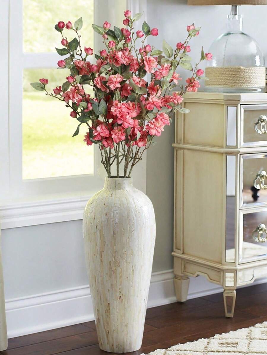 6 piezas Ramas de flores falsas de seda en flor, 90cm Flor de camelia artificial con tallos largos para decoración del hogar y arreglos de bodas, centros de mesa de fiestas y decoraciones - Rosa - Ver 1