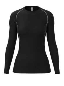 Camiseta de yoga de fitness para mujeres, camisa de secado rápido para correr, gimnasio y entrenamiento, capa base elástica y compresiva