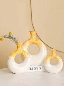 1pc Nordic Style Colorful Circle Shaped Resin Vase, Handpainted Home Decor Vase For Living Room, Entryway, Vase For Dried Flowers, Suitable For Table Decoration In Home, Hotel - Multicolor - View 5