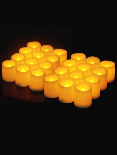 6/12/24pcs Battery Powered Flameless LED Flickering Votive Candles Set, Amber Glow With White Base, Ideal For Christmas, Wedding, Party, Home Decor, Batteries Included