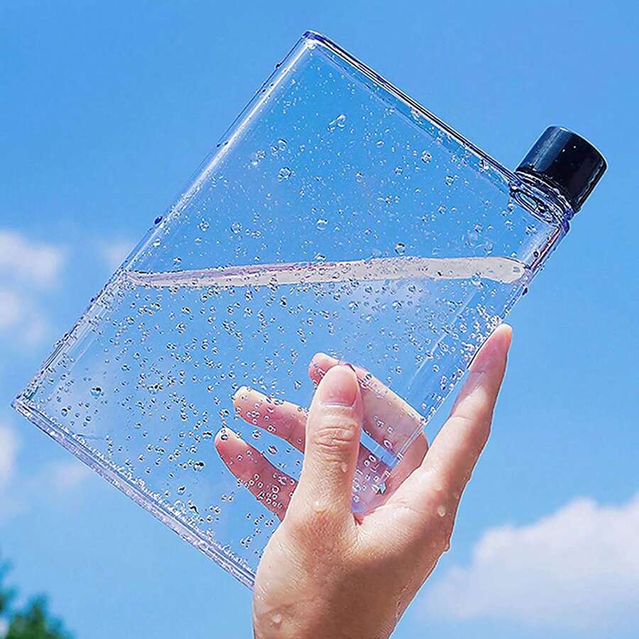 1 件 350ml/420ml 透明可重复使用细长扁平水瓶，透明便携式塑料杯，适用于学校、运动、旅行、餐饮、户外、露营 - 彩色 - 查看 1