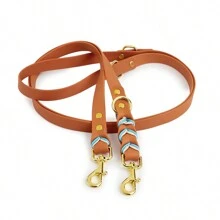 1 件手工编织双色 PVC 材料牵引绳，二合一设计，免提跑步狗绳，复古奢华风格狗绳 - 彩色 - 查看 17