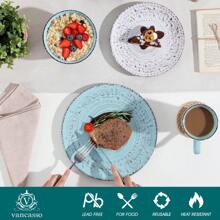 vancasso 16 Piece Blue&White Color Stoneware Dinnerware Set With Dinner Plate,Dessert Plate,Bowl,Mug Tableware Set Service For 4 Person