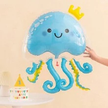 1pc Jellyfish Aluminum Foil Balloon, Inflatable Jellyfish/Octopus Ocean-Themed Birthday Party Decoration, Mermaid Party Decor, Shower, Gender Reveal Decoration, Photo Props - Color Mixing - View 9