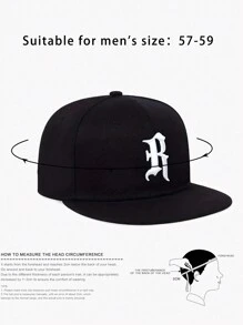 1 Pc Embroidered R Letter Faux Fur Snapback Cap, Adjustable Outdoor Sun Protection Casual Hat Suitable For Spring, Autumn, Travel, Beach, Vacation, Y2K Style For Boys And Girls