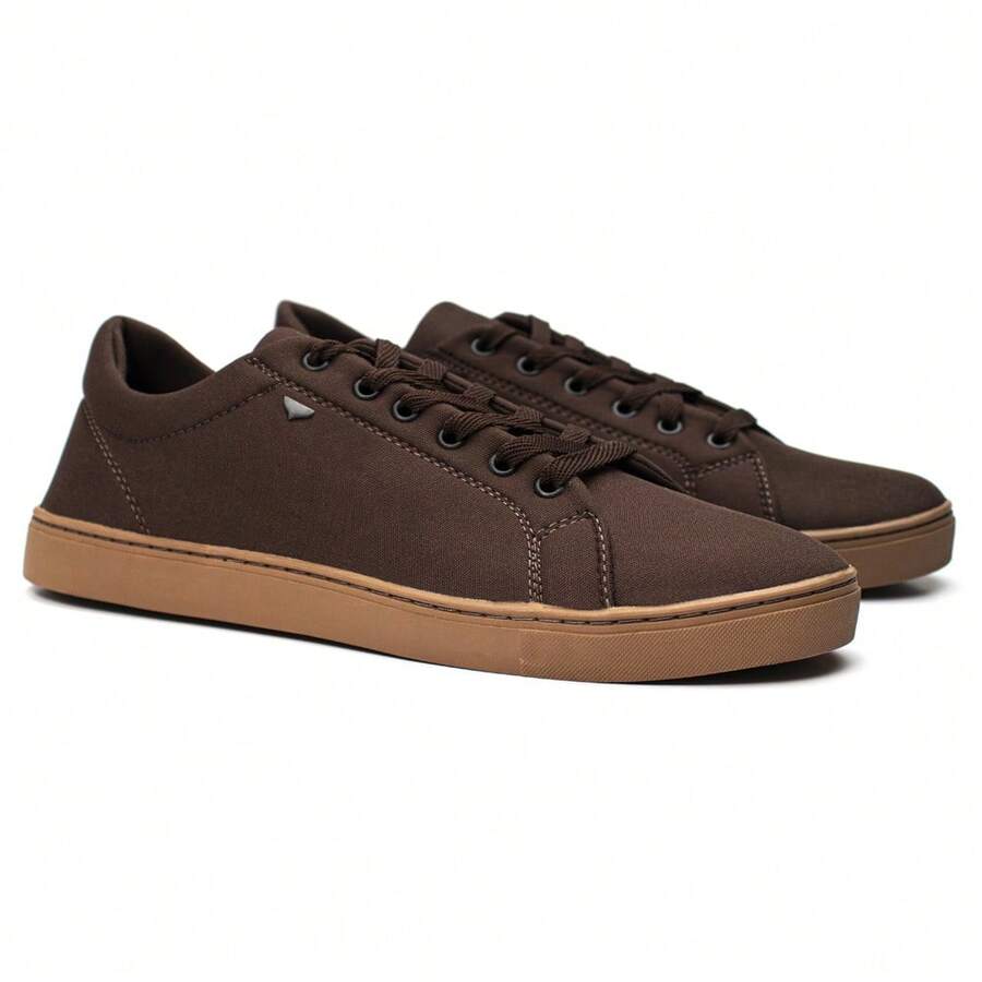 Men's Black Skater Sneakers Lightweight Suede Comfortable Stitched Glued Sole - 駝色 - 查看 1