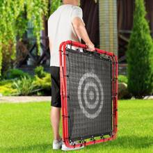 Double Sided Rebounder Net For Football Training Equipment, Multi-Skills Rebounder Training, Target Soccer Goal Kickback, Adjustable Practice Goalkeeper Coaching Rebound Net - Double-sided Red - View 6