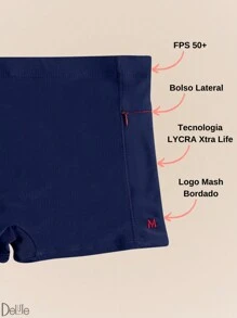 Mash Adult Boxer Trunks Lined With Zipper Pocket And Adjustable Drawstring Beachwear SPF 50 For Men - Màu xanh hải quân - Xem 6