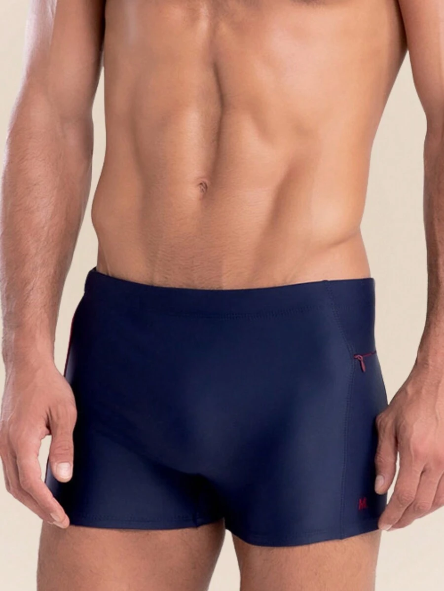 Mash Adult Boxer Trunks Lined With Zipper Pocket And Adjustable Drawstring Beachwear SPF 50 For Men - Màu xanh hải quân - Xem 1