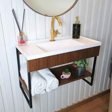 Bathroom Cabinet Bathroom Cabinet Home Bathroom Cabinet Bathroom Cabinet With Sink - Màu nâu Sô-cô-la - Xem 3