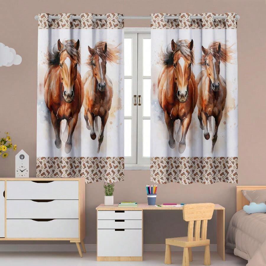 Curtain For Bedroom Living Room 2.00 X 1.50 Decorative Print - 馬匹 - 查看 1