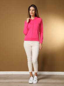Jacket, Neoprene Blouse With Zipper, Gym, Stroll, Etc. - 玫紅色 - 查看 8