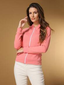 Jacket, Neoprene Blouse With Zipper, Gym, Stroll, Etc. - 粉色 - 查看 9