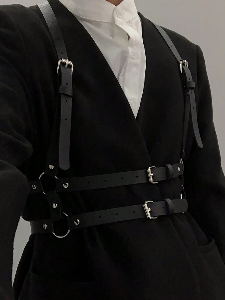 1PC Fashion Men Leather Chest Harness Lingerie Adjustable Leather Body Bondage Strap Punk Club Costume Clothing Accessories For Going Out Outfit Wedding Party And For Gift Halloween Accessories, Halloween Costumes Autumn-Winter Accessories Halloween Costume,Suitable For Teens, Youth,Men,Casual, Outdoor, Athletic, Vacation, Graduation Gifts, Birthday, Daily Wear - Black - View 7