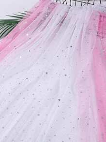 1pc Ombre Starry Sky Tulle Fabric For DIY Princess Dress, Sequin Star & Moon Mesh Decor - Multicolor - View 9