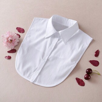 女士可拆卸翻领，纯色休闲涤纶装饰仿领，适合工作和休闲，春夏秋冬配饰女士