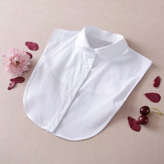 Avtagbar kavajkrage för kvinnor, Enfärgad Casual Polyester Dekorativ Faux-krage, Lämplig för arbete och fritid, Vår, Sommar, Höst, Vinter Accessoarer Dam