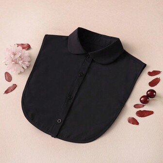 Avtagbar kavajkrage för kvinnor, Enfärgad Casual Polyester Dekorativ Faux-krage, Lämplig för arbete och fritid, Vår, Sommar, Höst, Vinter Accessoarer Dam