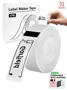 Marklife 透明标签制作胶带，热敏透明标签纸，自粘标签，兼容 P50/P15/P12 标签制作器，14X40mm（0.55 英寸 X 1.58 英寸），14X30mm 200 标签/卷，1 卷，透明底黑色 - 彩色 - 查看 2