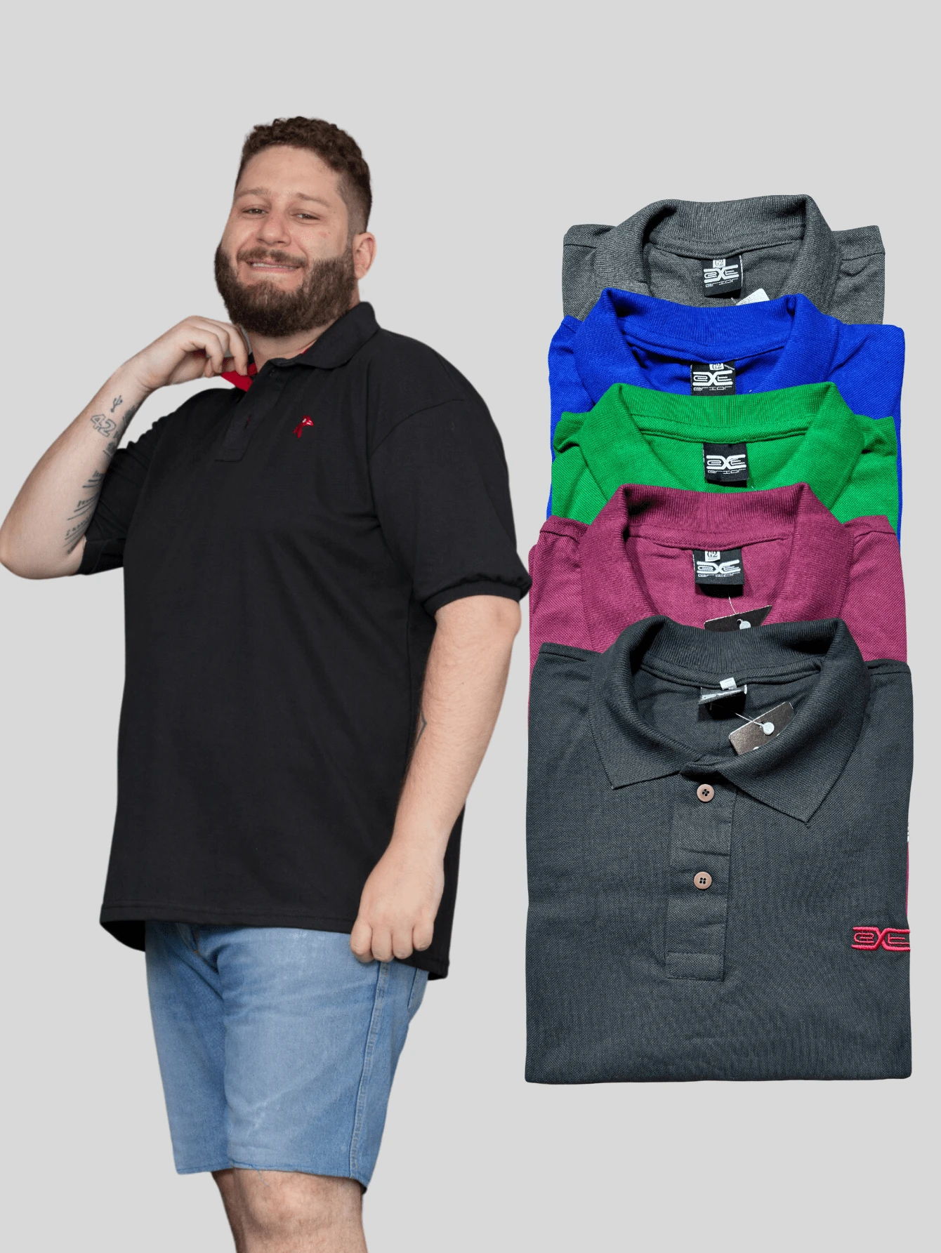 Kit 04 Plus Size Polo Shirt Men's Pique Cotton Premium Luxury Assorted G1 G2 G3 G4 G5 - 彩色 - 查看 1